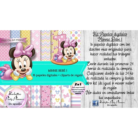 Papeles Fondos Digitales Minnie Bebe 1 Kit Imprimible