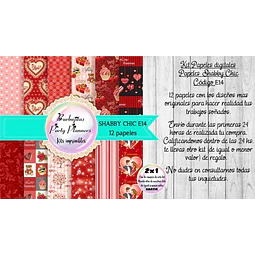 Papeles Digitales Fondos Shabby Amor Rojo Enamorados E14