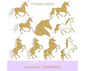 Cliparts Png Y Papeles Digitales Unicornios Dorados M22