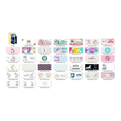 37 Plantillas Sublimación Tazas - Unicornios
