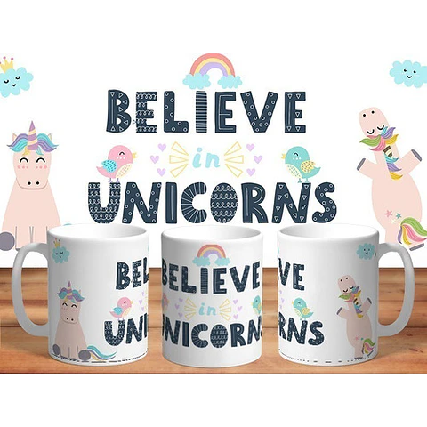37 Plantillas Sublimación Tazas - Unicornios