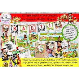 Kit Imprimible Candy Bar La Granja De Zenon 2 100% Editable
