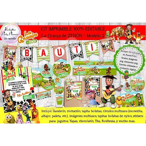 Kit Imprimible Candy Bar La Granja De Zenon 2 100% Editable