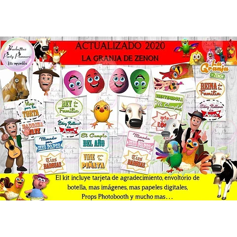 Kit Imprimible Candy Bar La Granja De Zenon 2 100% Editable