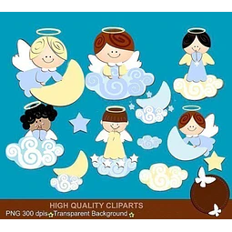 Kit Imprimible Angelitos Nene Bautismo 12 Clipart