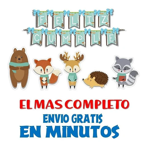 Kit Imprimible Candy Bar Animales Del Bosque Encantado
