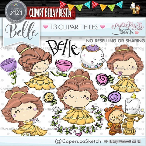 Pack Imágenes Hd Clipart Cuento Bella Y Bestia Caperuza