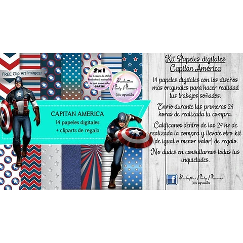 Papeles Fondos Digitales Capitan America Kit Imprimible