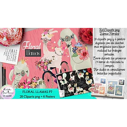 Cliparts Imagenes Png Papeles Llamas Alpacas Florales P7