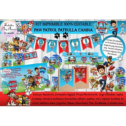 Kit Imprimible Candy Bar Paw Patrol Patrulla Canina Editable