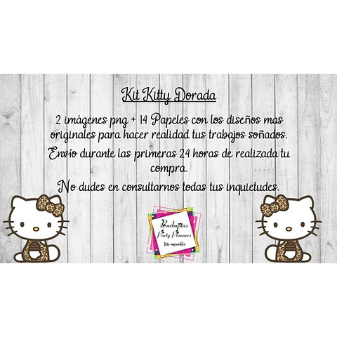 Hello Kitty Dorada Papeles Y Cliparts Png Kit Imprimible