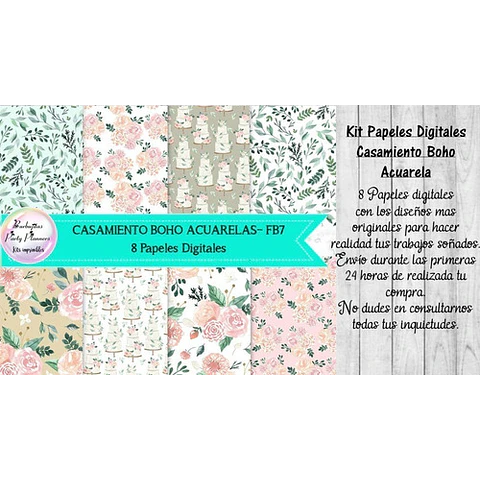 Papeles Digitales Florales Acuarela Fb7
