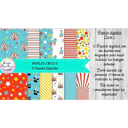 Papeles Fondos Digitales Circo 2 - Kit Imprimibles