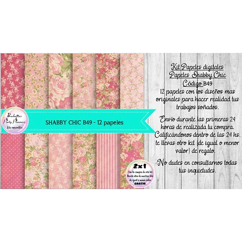 Papeles Digitales Shabby Chic Vintage Rosa B49