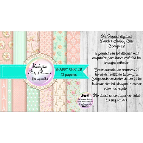 Papeles Digitales Fondos Shabby Rosa Celeste Pastel E21