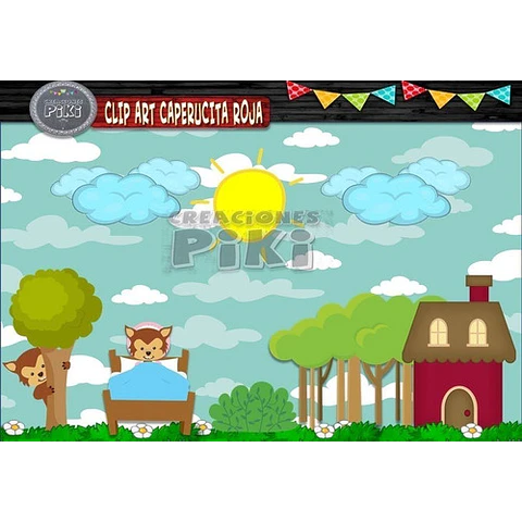 Pack Imágenes Clipart Caperucita Roja Lobo Cazador + Regalo
