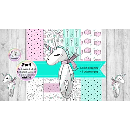 Papeles Y Clipart Unicornio Kit Imprimible