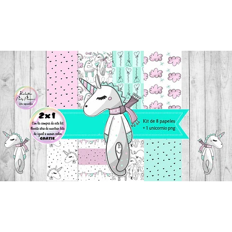 Papeles Y Clipart Unicornio Kit Imprimible
