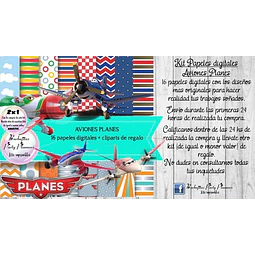 Papeles Fondos Digitales Aviones Planes Kit Imprimibles