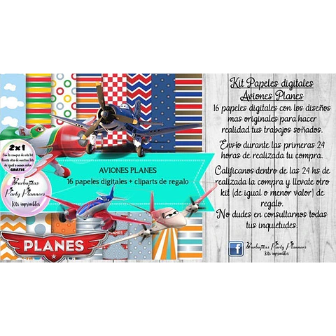 Papeles Fondos Digitales Aviones Planes Kit Imprimibles