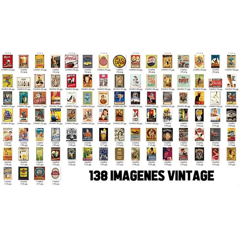 138 Plantillas Vintage Para Sublimar / Chapas Retro Vintage