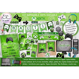 Kit Imprimible Candy Bar Xbox X Box Gamer 100% Editable