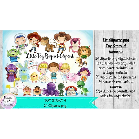 Cliparts Toy Story 4 Acuarela  Kit Imprimibles