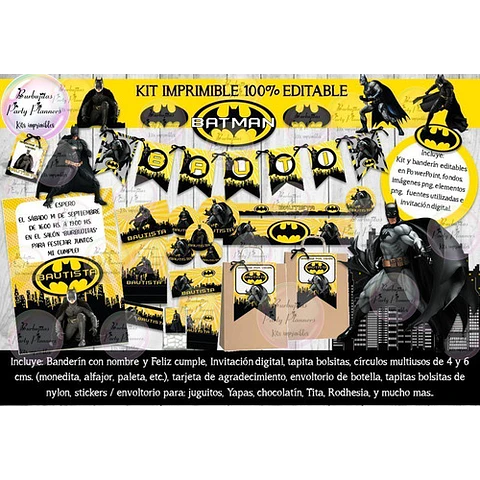 Kit Imprimible Candy Bar Batman 100% Editable