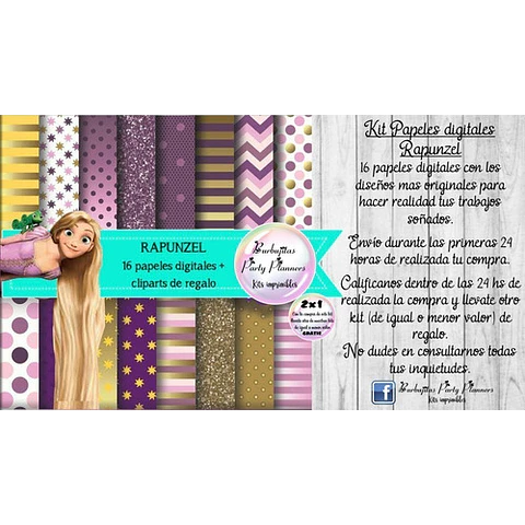 Papeles Fondos Digitales Rapunzel Kit Imprimible