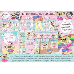 Kit Imprimible Candy Bar Chip Y Potato 100% Editable