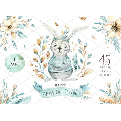 Cliparts Png Conejo De Pascuas 1 Acuarela Watercolor Pa17