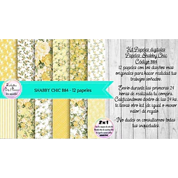 Papeles Digitales Shabby Chic Vintage Amarillo Y Verde B84