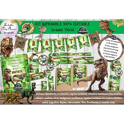 Kit Imprimible Candy Bar Jurassic World 100% Editable