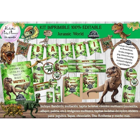 Kit Imprimible Candy Bar Jurassic World 100% Editable