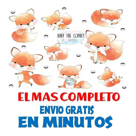 Pack Imagenes Clipart Tierno Bebe Zorro Zorrito + Regalo A1