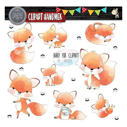 Pack Imagenes Clipart Tierno Bebe Zorro Zorrito + Regalo A1