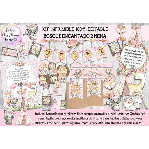 Kit Imprimible Animales Del Bosque Encantado 100% Editable