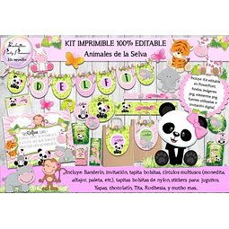 Kit Imprimible Animales De La Selva Jungla 100% Editable