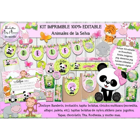 Kit Imprimible Animales De La Selva Jungla 100% Editable