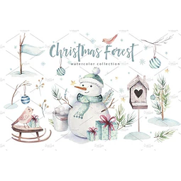 Cliparts Png Muñeco Nieve Navidad Acuarela Watercolor Pa62