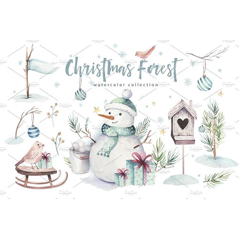 Cliparts Png Muñeco Nieve Navidad Acuarela Watercolor Pa62