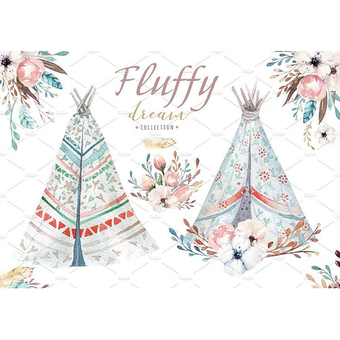 Cliparts Png Carpa Tepee Tipi Boho Acuarela Watercolor Pa20