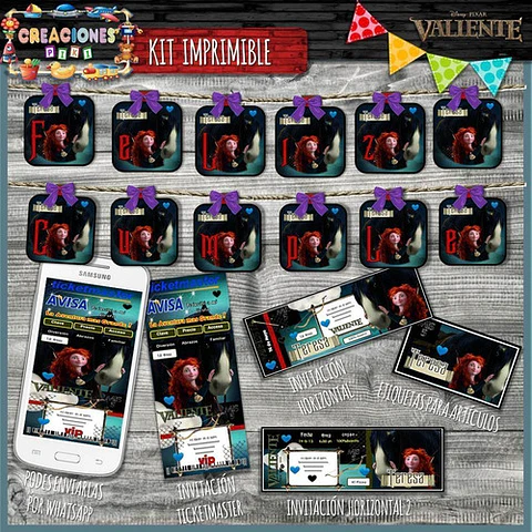 Kit Imprimible Candy Bar Valiente Merida Modelo 2 Completo