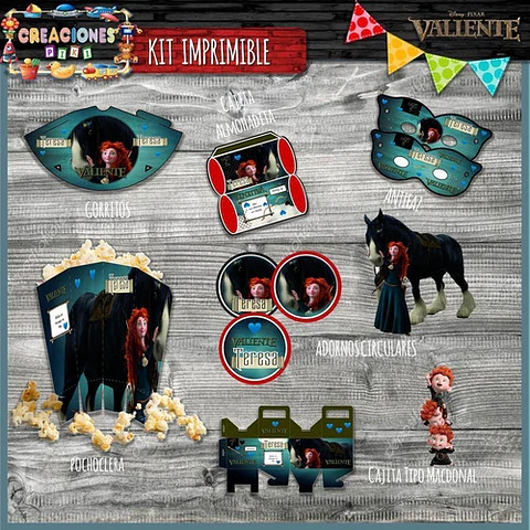 Kit Imprimible Candy Bar Valiente Merida Modelo 2 Completo