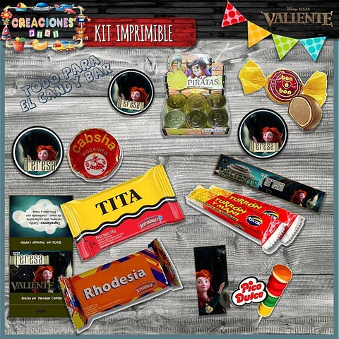 Kit Imprimible Candy Bar Valiente Merida Modelo 2 Completo