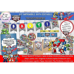Kit Imprimible Transformers Rescue Bots 100% Editable