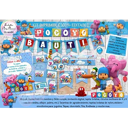 Kit Imprimible Candy Bar Pocoyo 100% Editable