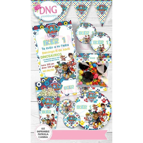 Kit Imprimible Invitaciones Candy Bar Png / Paw Patrol
