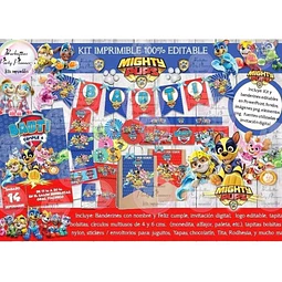 Kit Imprimible Paw Patrol Mighty Pups Patrulla 100% Editable