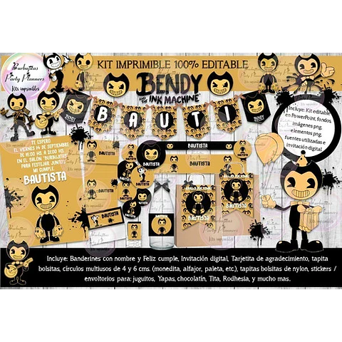 Kit Imprimible Candy Bendy And The Ink Machine 100% Editable